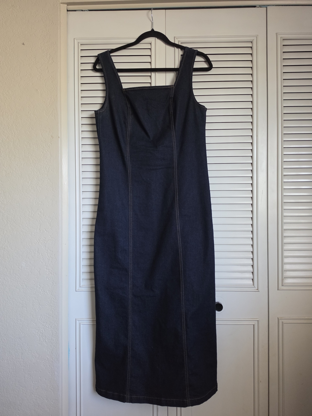 Habitual Dark Blue Denim Midi Sheath Dress